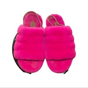 Bright pink UGG slide open tie size 7
